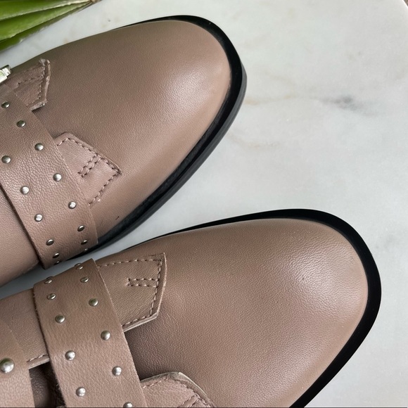 TOPSHOP NWOT Taupe Gray Tan Studded Buckle Amelia Paige Combat Boots Booties 40 - Picture 7 of 11